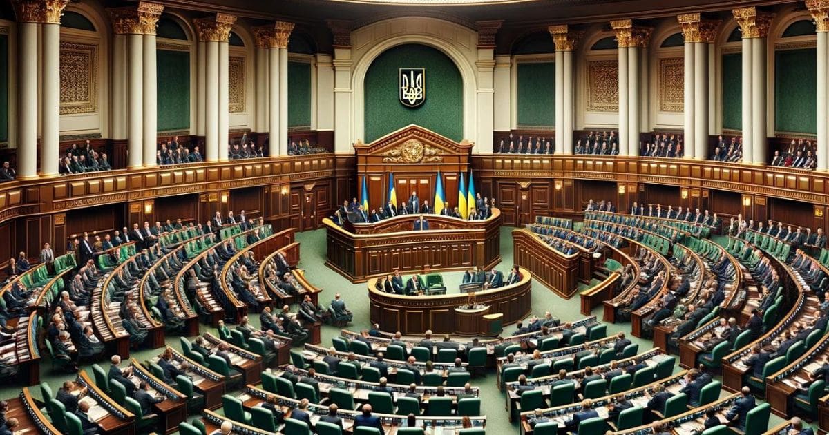 obraz przedstawia radę najwyższą Ukrainy