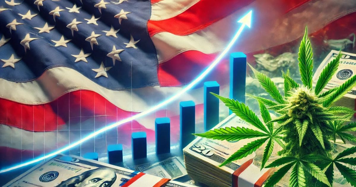 flaga usa, konopie i wykres